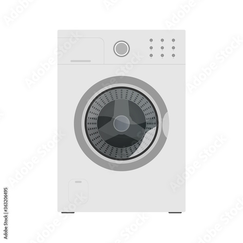 Washing machine in a flat style isolated on white background. Washing machine icon. Vector.