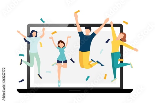 happy birthday quarantine, online party. Vector illustration.