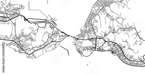 Urban vector city map of Ha Long, Vietnam