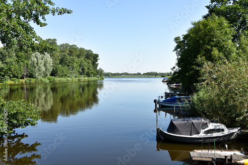 Fototapeta Naklejka Na Ścianę i Meble -  Boats on the water in Friedrichstadt