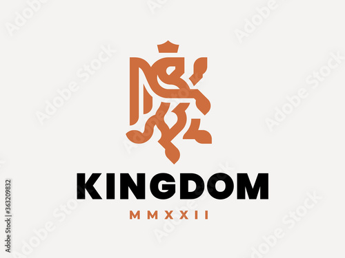 Lion modern logo. King heraldic emblem design editable for your business. Vector illustration.