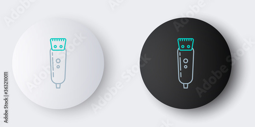 Line Electrical hair clipper or shaver icon isolated on grey background. Barbershop symbol. Colorful outline concept. Vector.