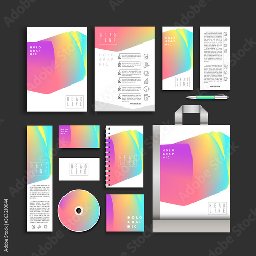 Holographic corporate identity template. identity design. vector illustration

