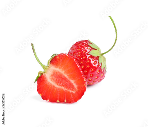 Sweet fresh ripe strawberries on white background