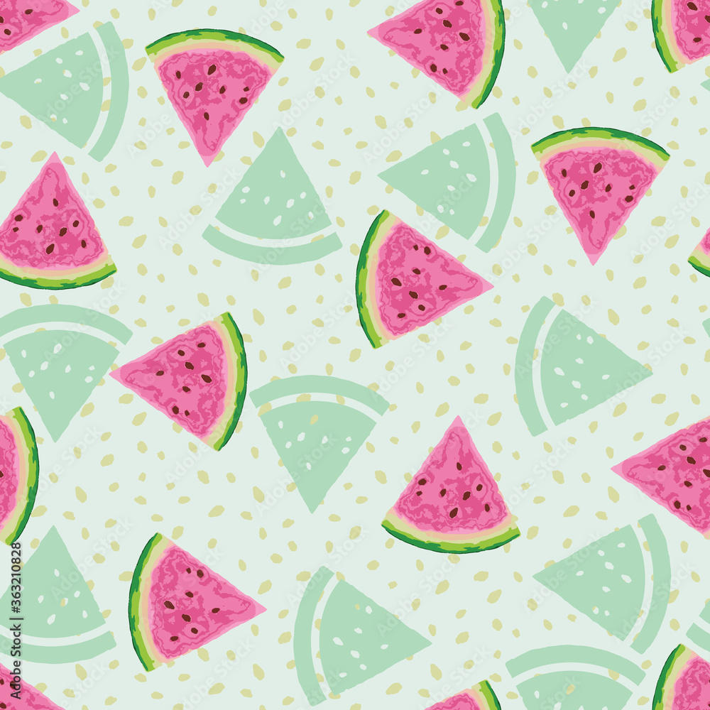 Watermelon Fruit Slices Vector Seamless Pattern Watermelon Fruit Slices Vector Seamless Pattern