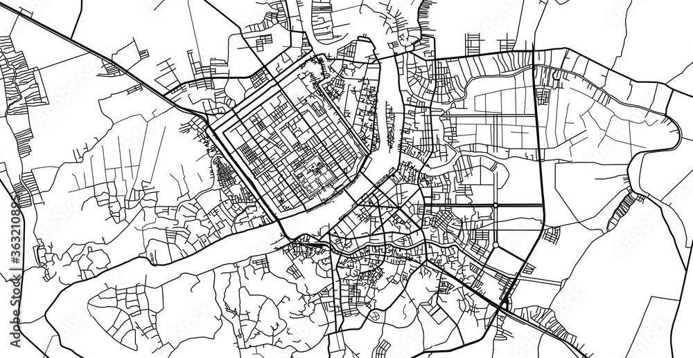 Urban vector city map of Hue, Vietnam