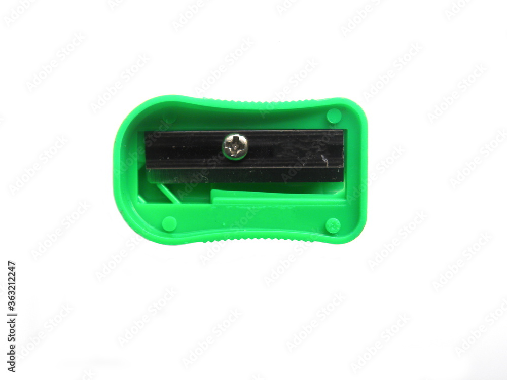 Green color sharpener on white background Green color sharpener on white background