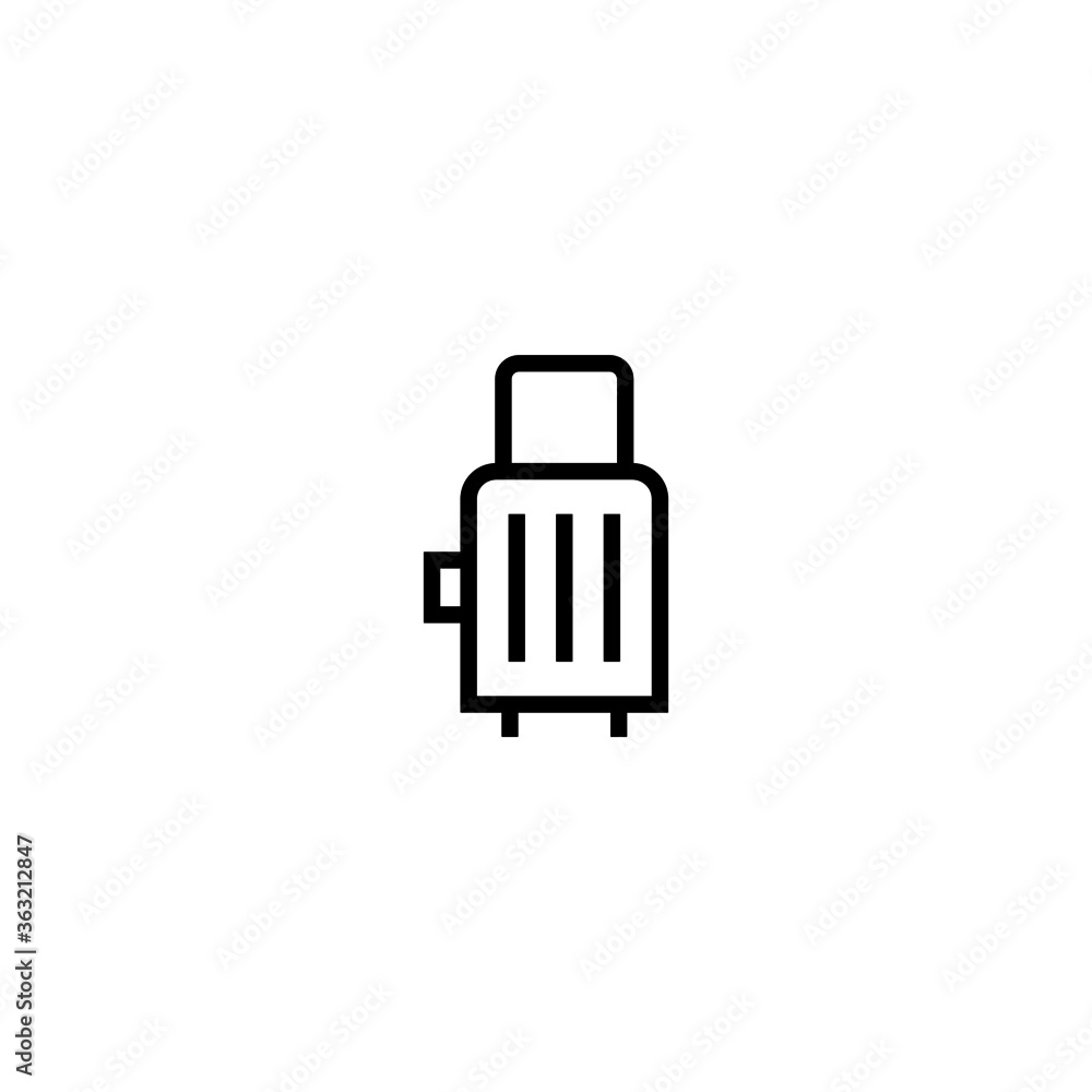 Traveling bag icon vector in black line style icon, style isolated on white background Traveling bag icon vector in black line style icon, style isolated on white background