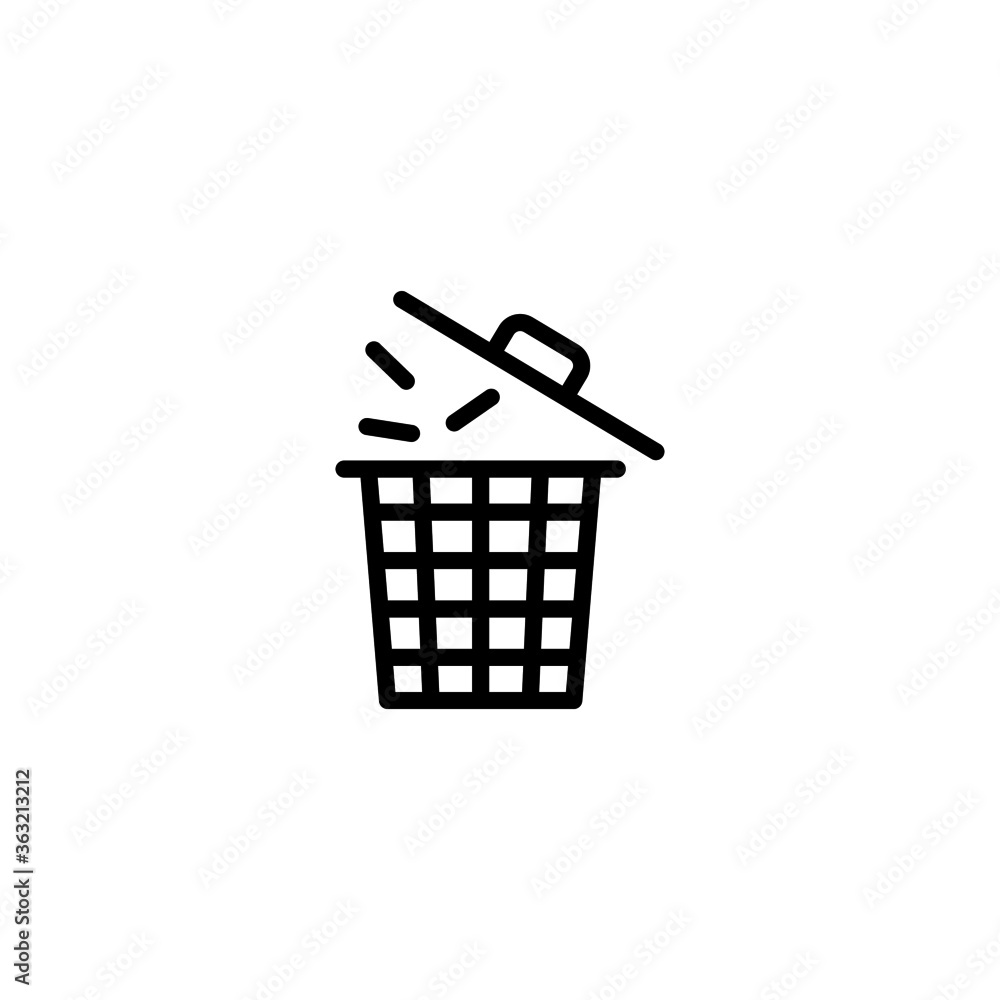 Throw to the bin vector icon in black line style icon, style isolated on white background Throw to the bin vector icon in black line style icon, style isolated on white background