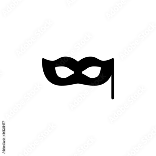 carnival mask vector icon in black flat glyph, filled style isolated on white background
