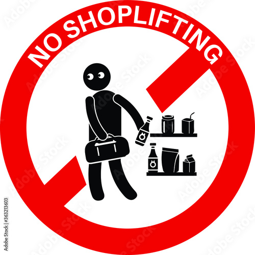 NO SHOPLIFTING ALLOWED DO NOT STEAL BANNED PROHIBITED THIEF ACTIVE CCTV SHOPLIFTERS WILL BE PROSECUTED NOTICE WARNING SIGN VECTOR ILLUSTRATION EPS