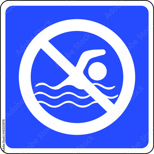 NO SWIMMING ALLOWED DO NOT SWIM BANNED PROHIBITED DEEP WATER FLASH FLOODS RISK NOTICE WARNING SIGN VECTOR ILLUSTRATION EPS