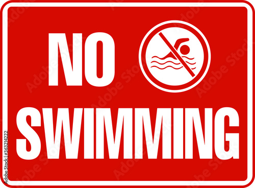 NO SWIMMING ALLOWED DO NOT SWIM BANNED PROHIBITED DEEP WATER FLASH FLOODS RISK NOTICE WARNING SIGN VECTOR ILLUSTRATION EPS