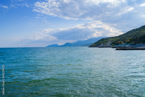 emerald sea bay under a cloudy sky, Crimea, Ukraine