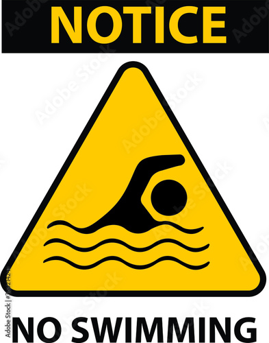 NO SWIMMING ALLOWED DO NOT SWIM BANNED PROHIBITED DEEP WATER FLASH FLOODS RISK NOTICE WARNING SIGN VECTOR ILLUSTRATION EPS