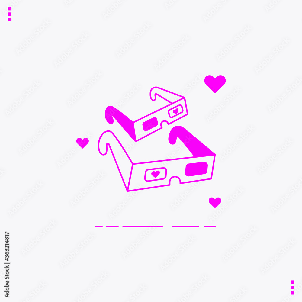 Set of 3D Glasses Icons isolated on White. Vector Illustration. Flat Simple Icon. Cinema Movie Film Watching Design Element. Set of 3D Glasses Icons isolated on White. Vector Illustration. Flat Simple Icon. Cinema Movie Film Watching Design Element.