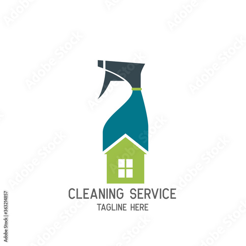 cleaning service logo with text space for your slogan, tagline, vector illustration