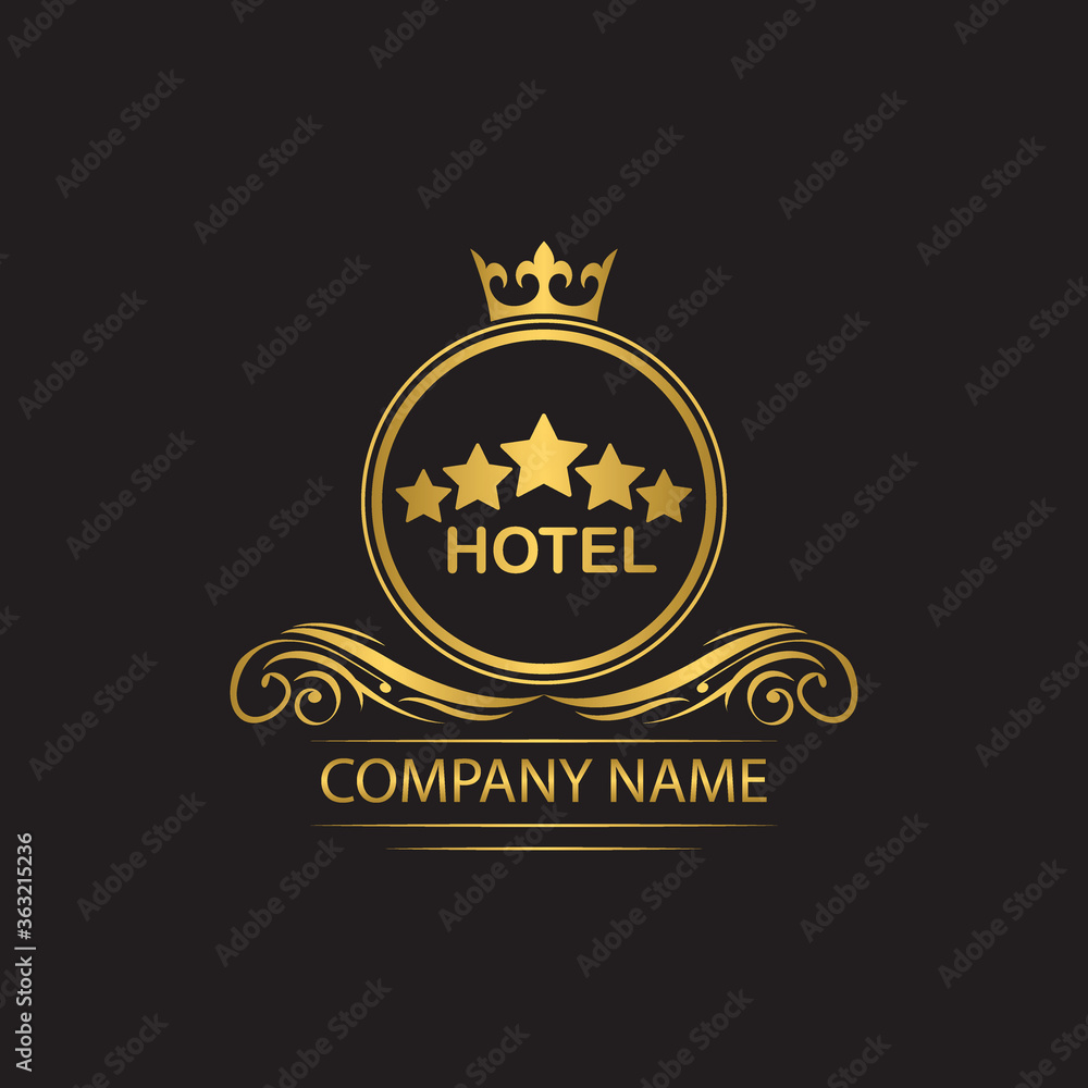 Obraz premium hotel logo template luxury royal vector company decorative emblem with crown 