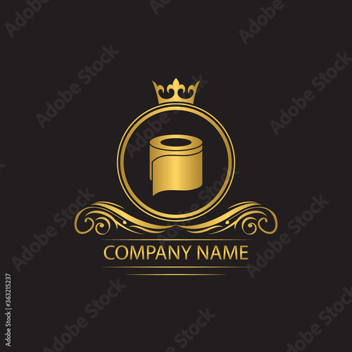 toliet paper logo template luxury royal vector company decorative emblem with crown