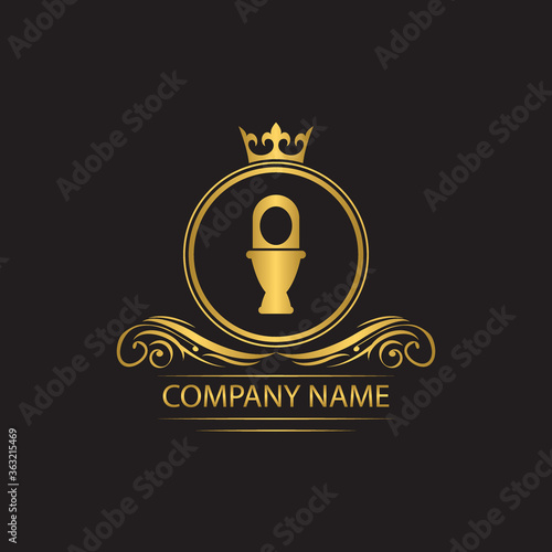 toilet bowl logo template luxury royal vector company decorative emblem with crown	
