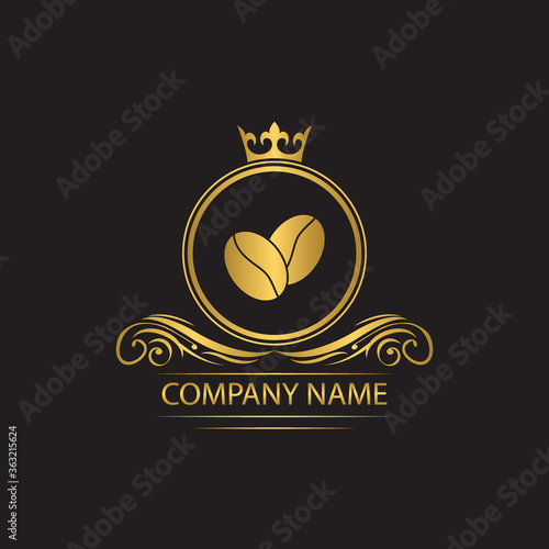 coffee logo template caffeine luxury royal vector company decorative emblem with crown
