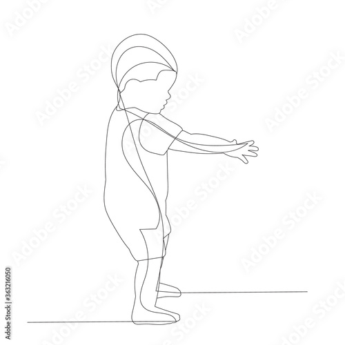 isolated  continuous line drawing baby is walking