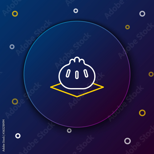 Line Khinkali on cutting board icon isolated on blue background. Traditional georgian dumpling. Colorful outline concept. Vector.