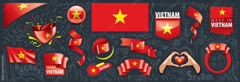 Vector set of the national flag of Vietnam in various creative designs