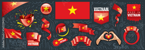 Vector set of the national flag of Vietnam in various creative designs