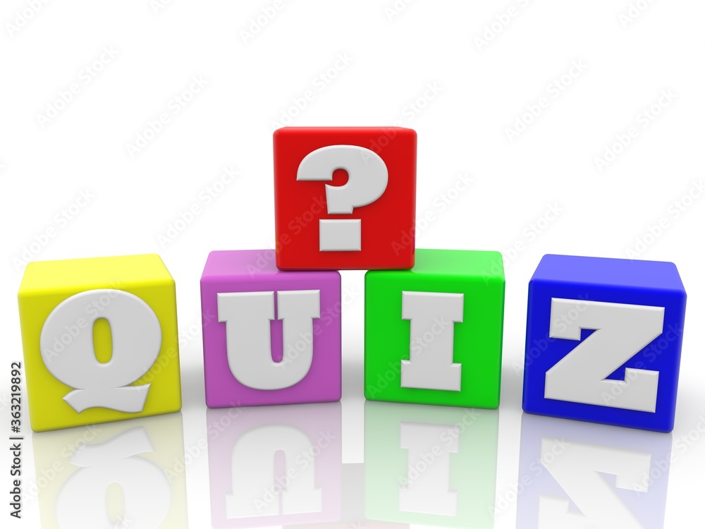 QUIZ concept on different colors toy blocks QUIZ concept on different colors toy blocks