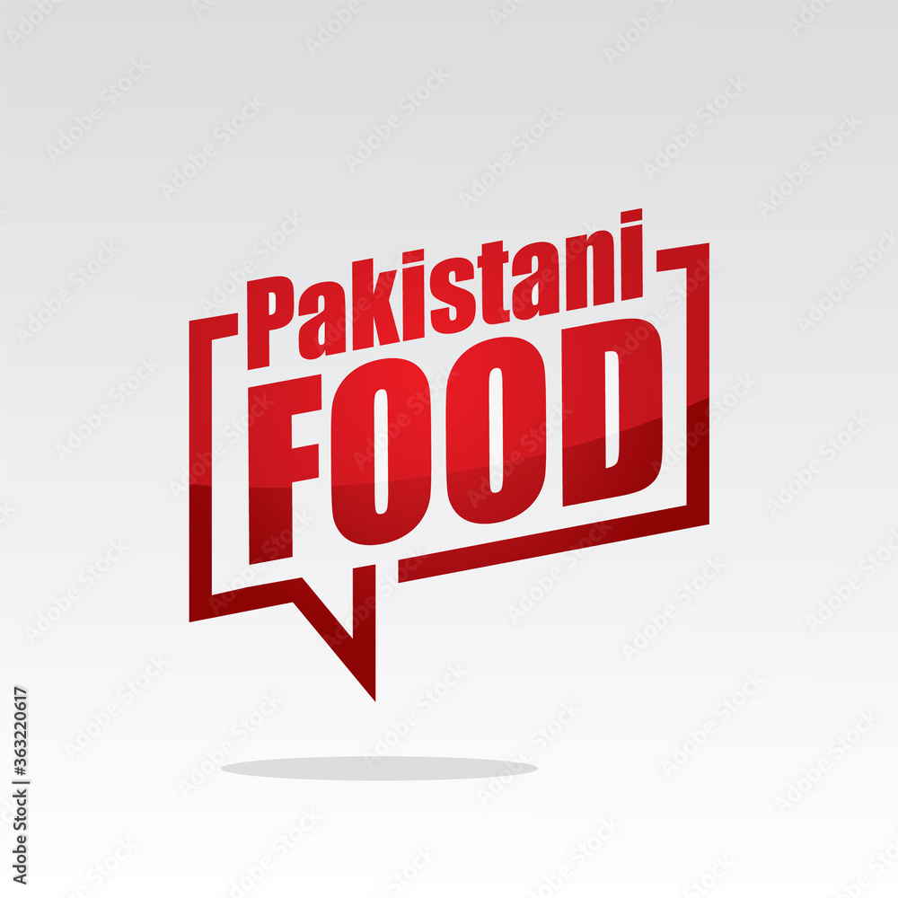 Fototapeta premium Pakistani food in speech brackets red color with isolated background
