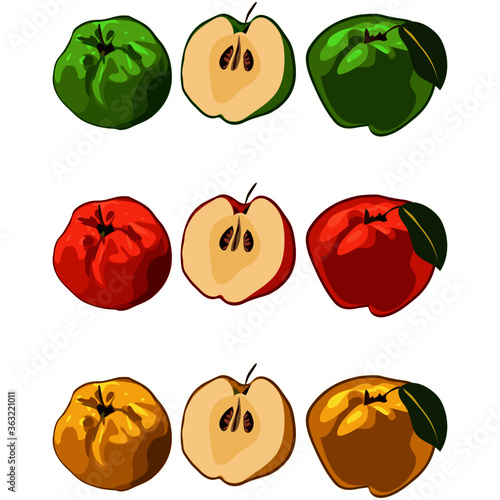 manzana verde rojo amarillo