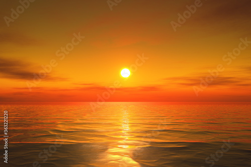 beautiful golden ocean sunset © magann