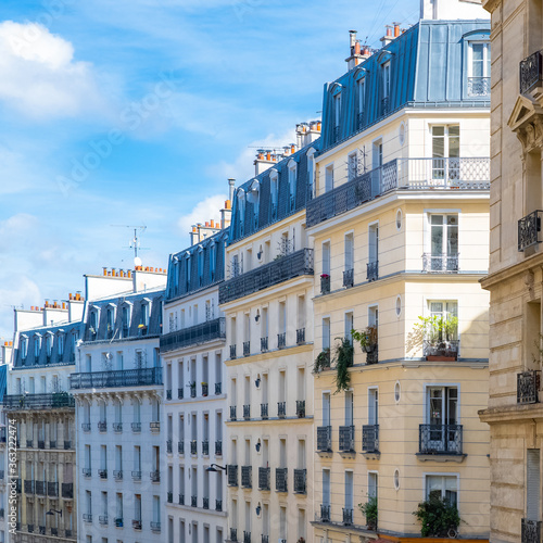 Photography Paris, typical facades and street, beautiful buildings near Montmartre
