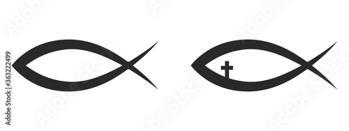 Christian symbol - fish icon isolated on white background