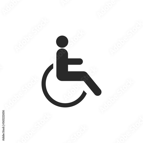 disabled icon, wheelchair, handicap symbol isolated on white background. Vector illustration