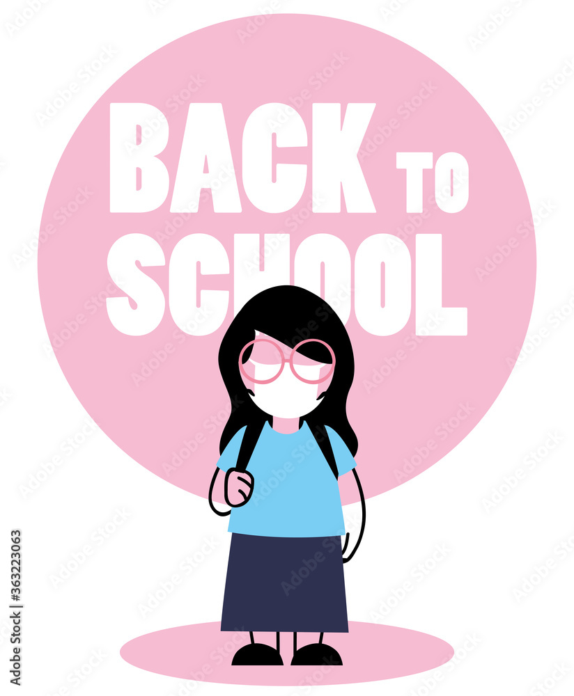 girl with face mask back to school girl with face mask back to school