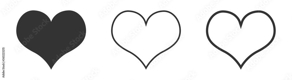 Set of heart icons, love concept isolated on white Set of heart icons, love concept isolated on white