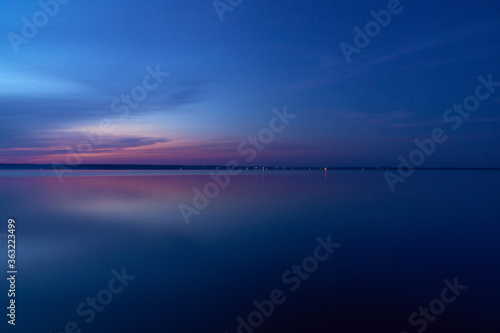 beautiful clouds during blue hour over the lake