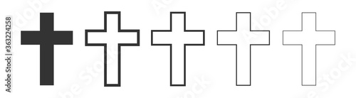 Set Christian cross icon Latin cross icon Isolated on white background. vector illustration