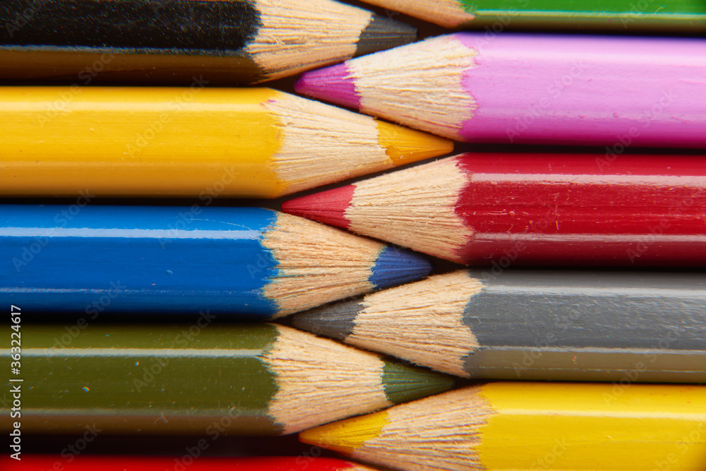 Fototapeta premium Close up macro shot color pencil pile pencil tips