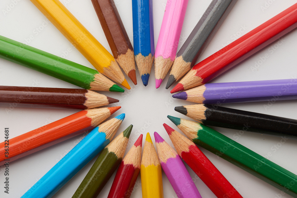 Close up macro shot color pencil pile pencil tips Close up macro shot color pencil pile pencil tips