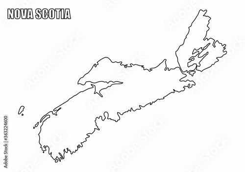 Obraz na plátně The Nova Scotia province outline map isolated on white background, Canada