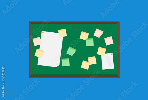 Flat vector blackboard with post it notes