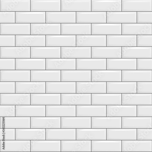 White tiles, seamless texture, ceramic brick. Vector illustration.