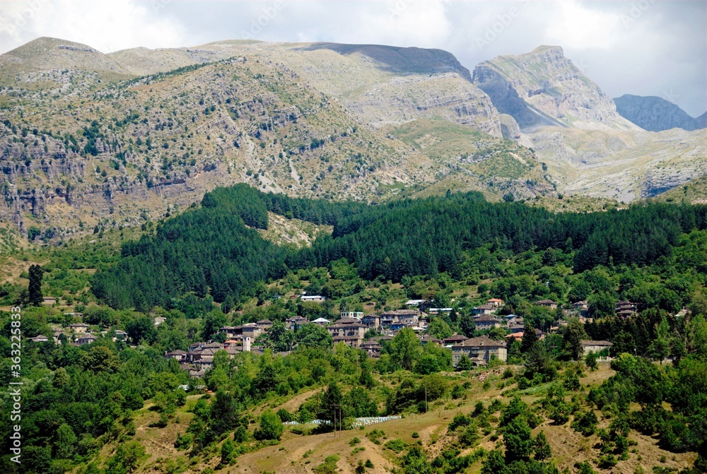 A panoramic view of Skamneli village, one of the 45 villages known as Zagoria or Zagorochoria in Epirus region of southwestern Greece A panoramic view of Skamneli village, one of the 45 villages known as Zagoria or Zagorochoria in Epirus region of southwestern Greece