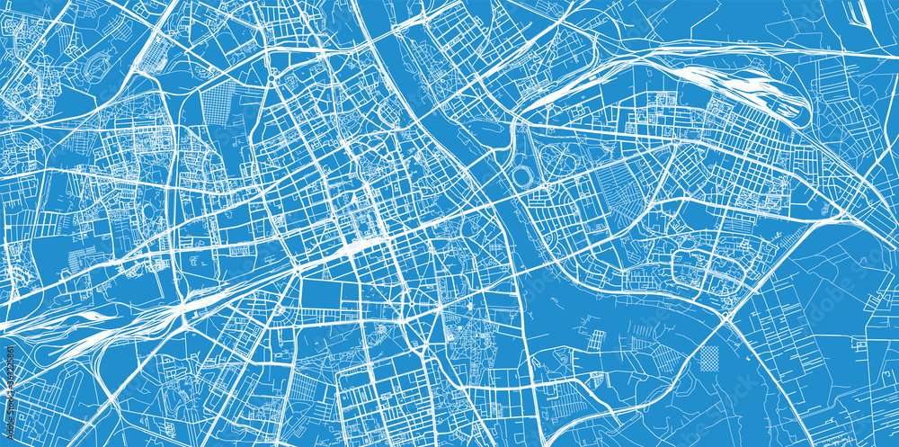 Fototapeta premium Mapa miasta wektor miejskich Warszawy, Polska