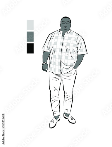 Vector isolated image of a full man. Picture of a man in a checkered shirt