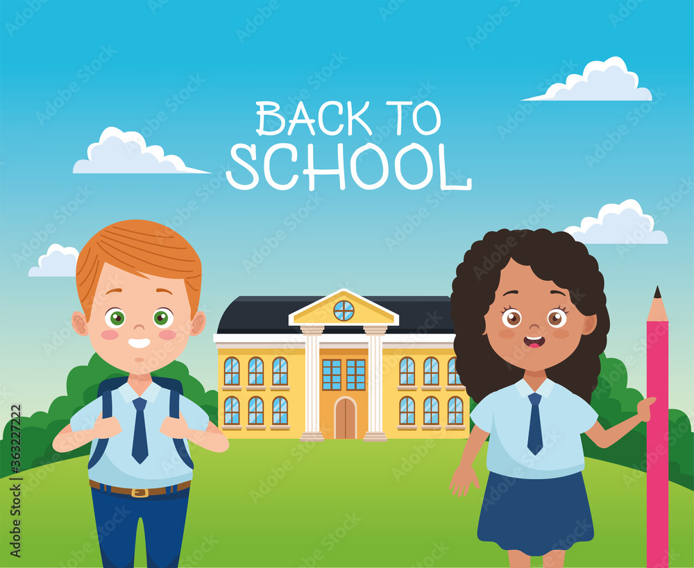 little students with uniforms in the school characters little students with uniforms in the school characters