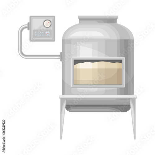 Kneading Dough Equipment as Stage of Bread Production Process Vector Illustration